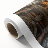 Art Deco-style poster of the Vatican scenery on rolled canvas, with soft pastel colors.