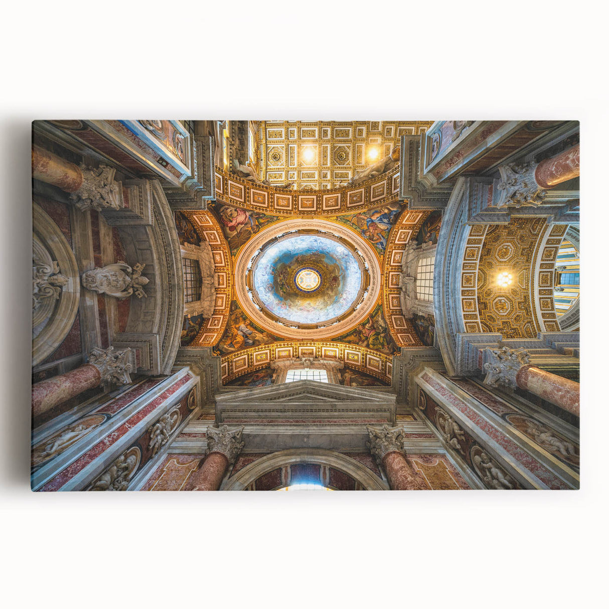 Black and white large art print of the Vatican on stretched canvas, suited for kitchen wall art.