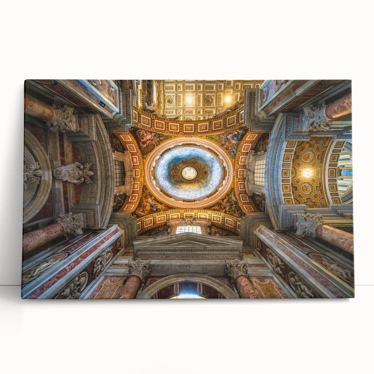 Black and white stretched canvas of the Vatican scenery, ideal for kitchen wall art or bedroom decor.