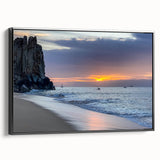Black and white framed canvas of Baja California landscape, ideal for bedroom wall art.