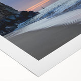 Art deco poster of Baja California scenery in soft pastel shades on rolled canvas, suitable for dining room wall art.