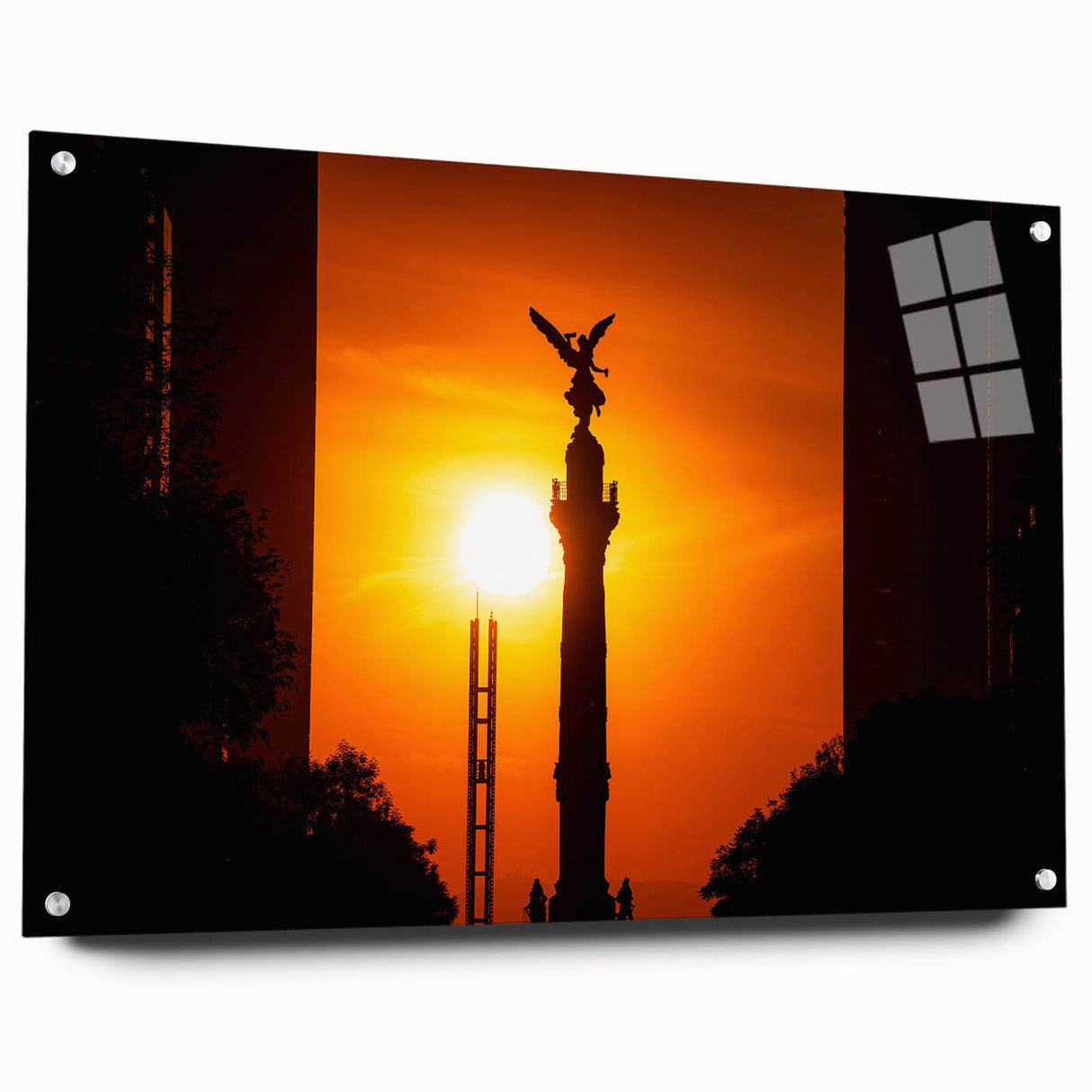 Acrylic print of a large abstract depiction of Mexico City in muted earth tones, ideal for bedroom or dining room decor.