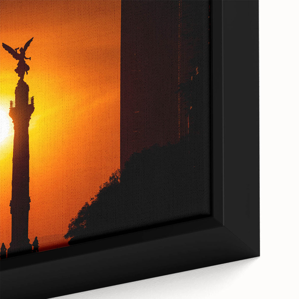 Extra large framed canvas featuring a textured depiction of Mexico City in black with colorful accents.