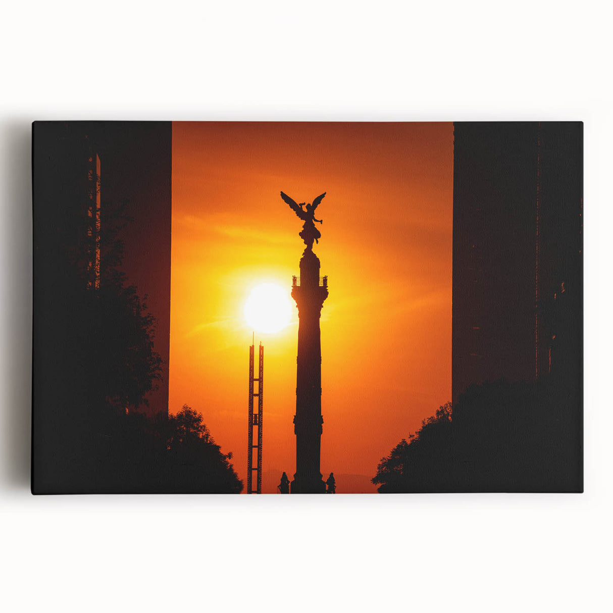 Black and white large art print of Mexico City skyline on stretched canvas, ideal for kitchen wall art.