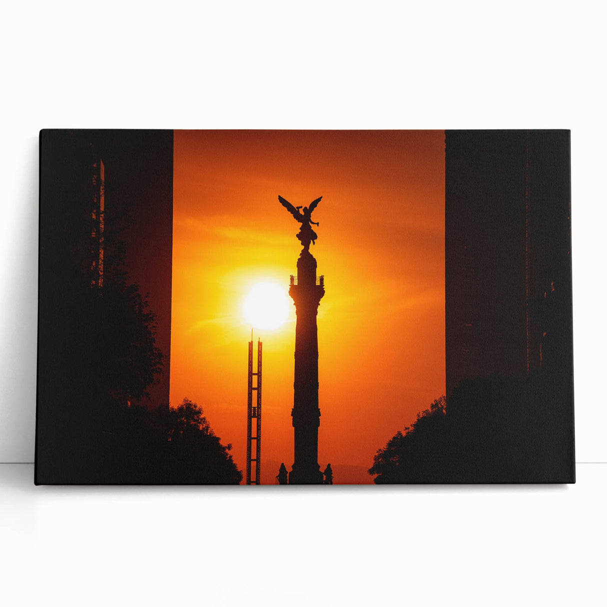 Black and white stretched canvas of Mexico City skyline, ideal for kitchen wall art or bedroom ambiance.