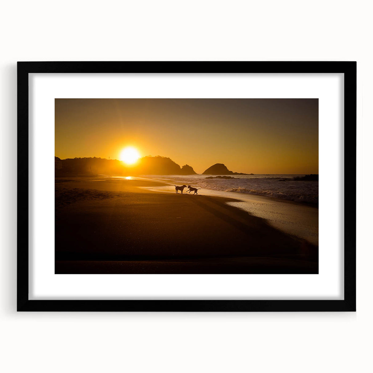 Extra large abstract art print depicting a vibrant, textured scene of Oaxaca, Mexico in a black frame.