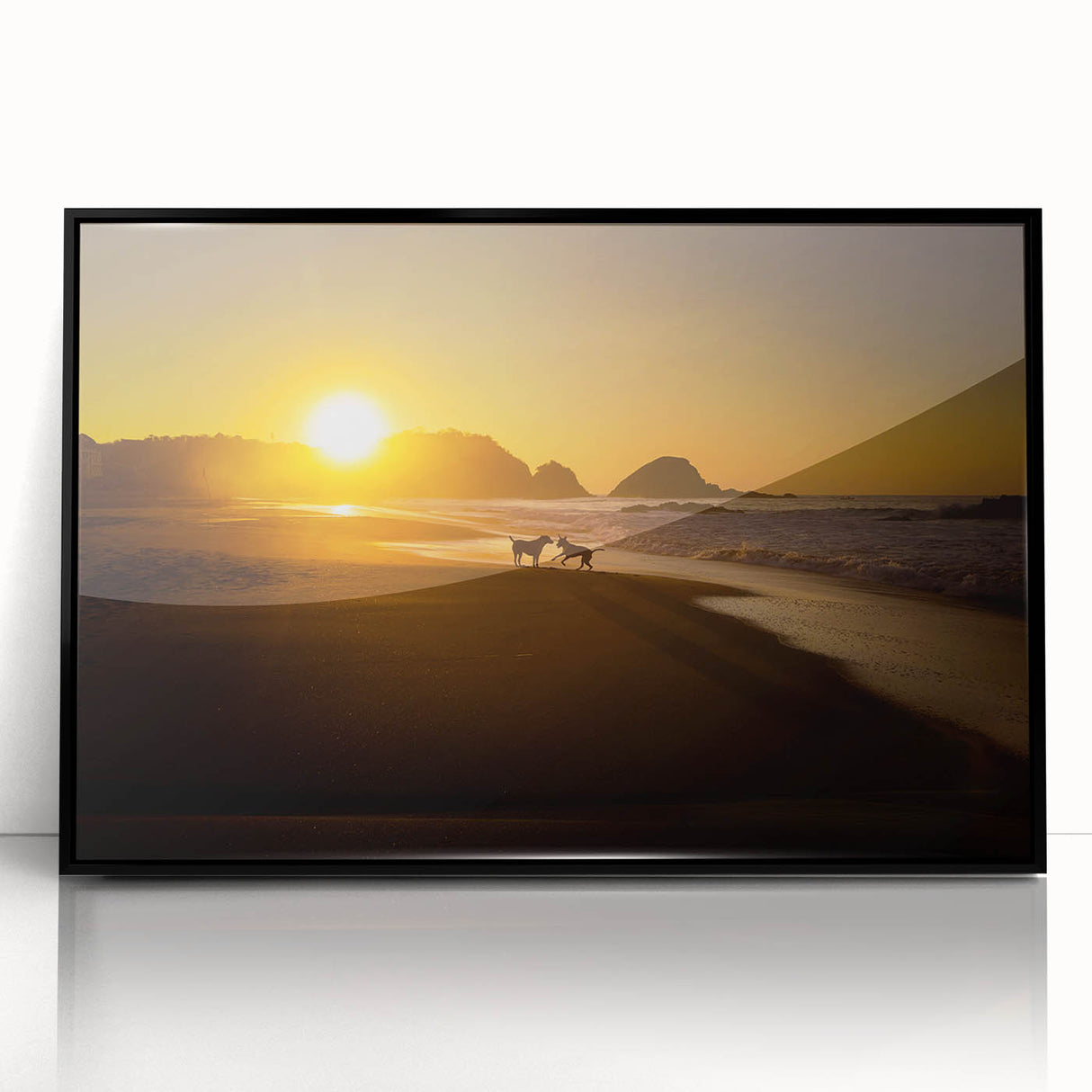 Large abstract wall art depicting a vibrant Oaxaca, Mexico scene, in a black framed acrylic, suitable for modern decor.