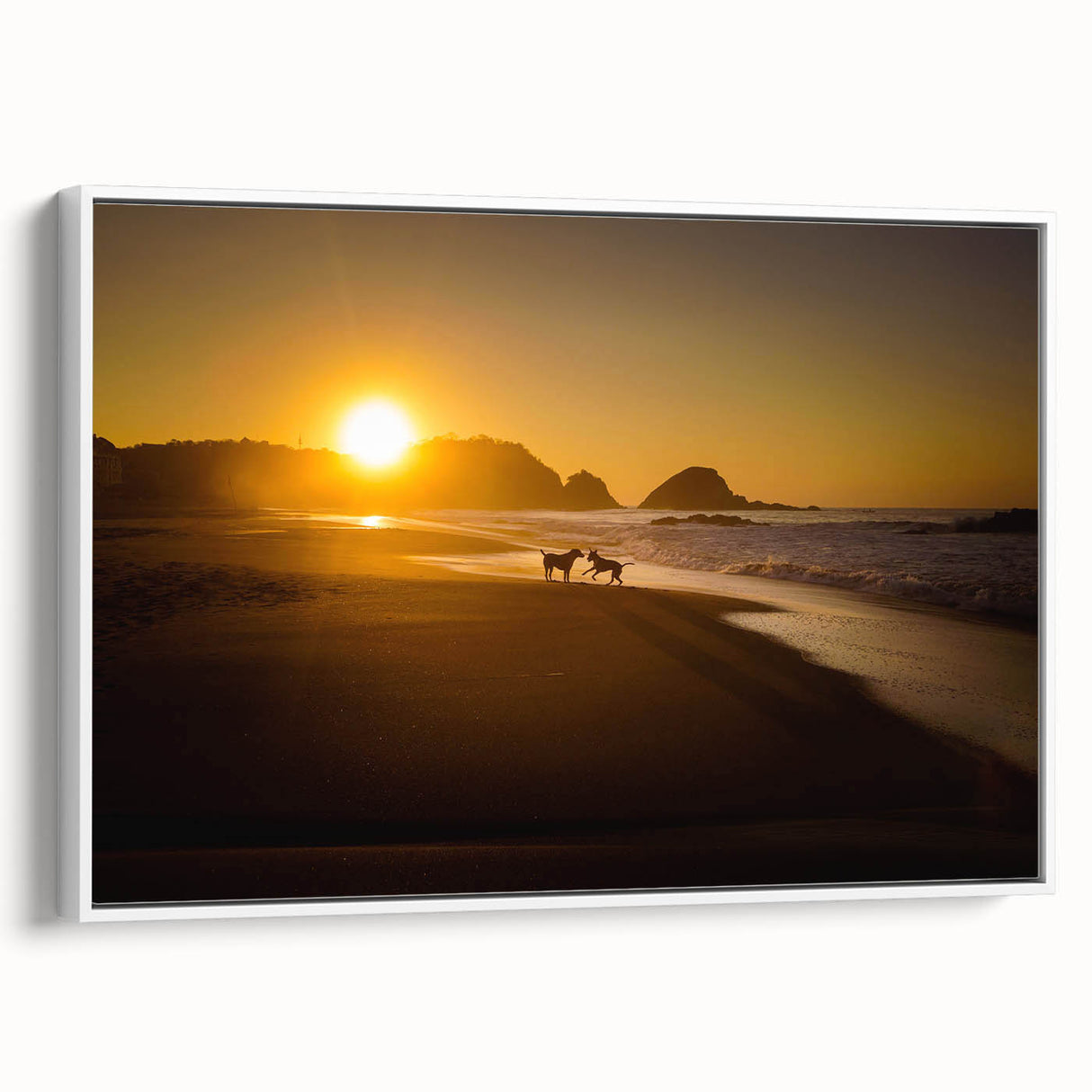 Framed canvas featuring a vintage-style landscape painting of Oaxaca, Mexico in black and white tones.