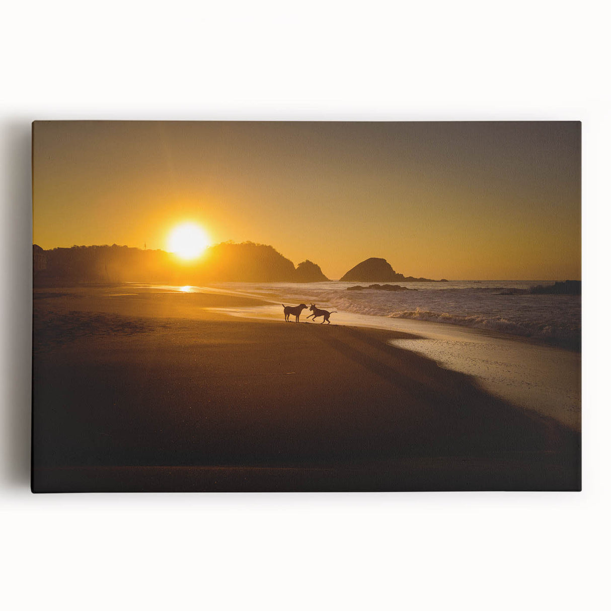 Extra large vintage poster art of Oaxaca, Mexico scenery on stretched canvas, featuring vibrant, colorful artwork.
