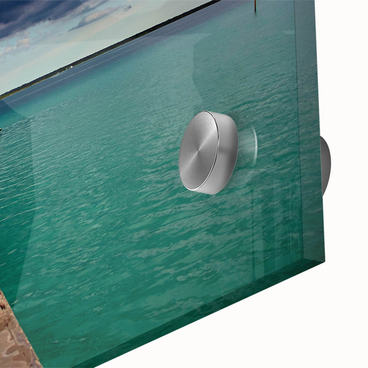 Large abstract wall art of Quintana Roo scenery in pastel shades on acrylic glass, ideal for dining room decor.