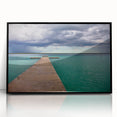 Large abstract wall art depicting a vibrant scene in Quintana Roo, Mexico, in a mid-century modernist style.