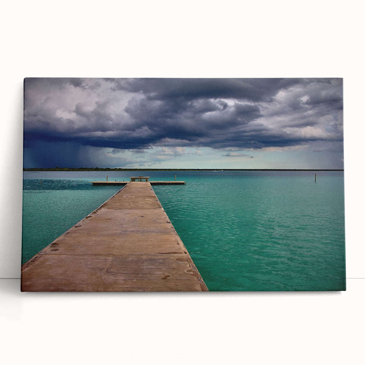 Black and white photograph of Quintana Roo scenery on stretched canvas, ideal for kitchen wall art.