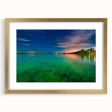 Extra large abstract art print of a textured Yucatan scenery in gold frame, ideal for living room decor.
