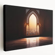 Large art print of Dubai skyline in muted earth tones on stretched canvas, ideal for kitchen wall decor.