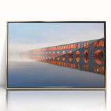 Large art print of a Mid-Century Modernist Iranian scenery in gold tones on acrylic, ideal for modern art wall decor.