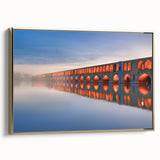 Framed canvas depicting a vintage-style Iranian landscape in gold and black tones, ideal for bedroom wall art.