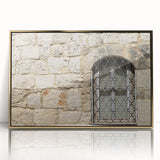 Framed acrylic print of Tel Aviv skyline in gold and blue tones, ideal for modern art wall decor.