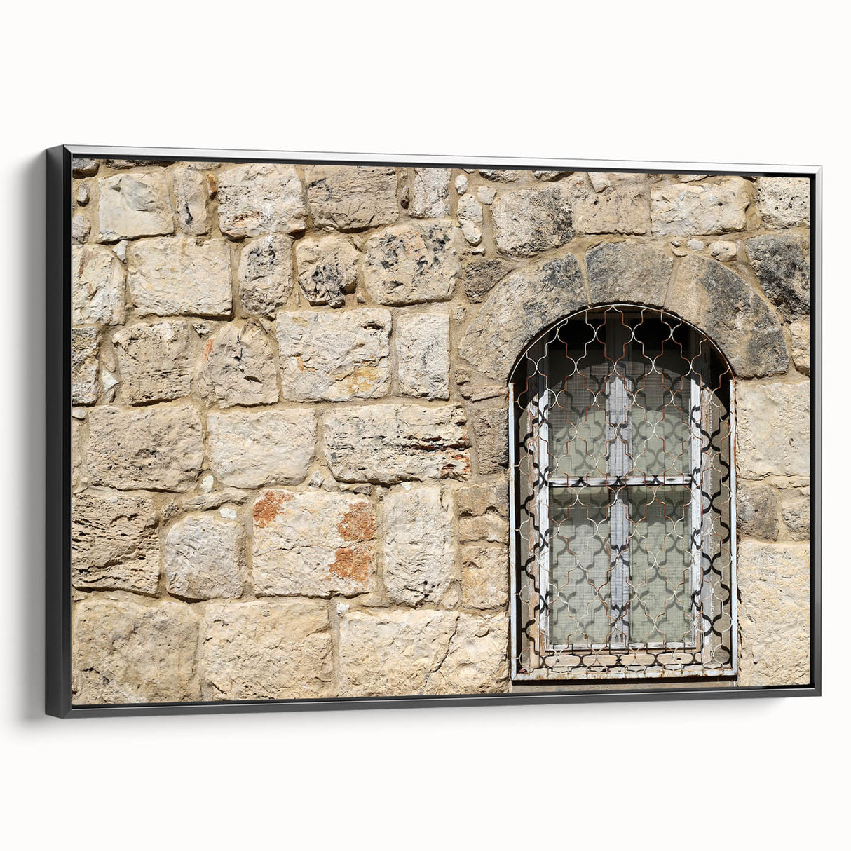 Black and white wall art of Tel Aviv landscape on framed canvas, ideal for bedroom decor.
