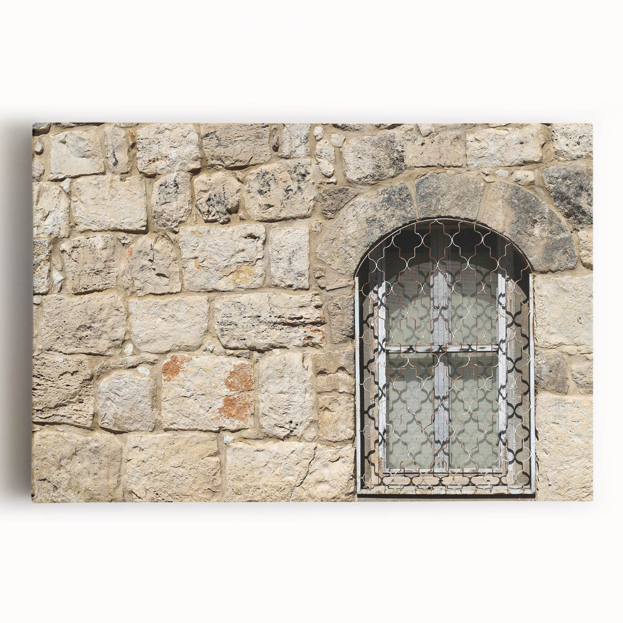 Black and white stretched canvas of Tel Aviv skyline, ideal for kitchen wall art.