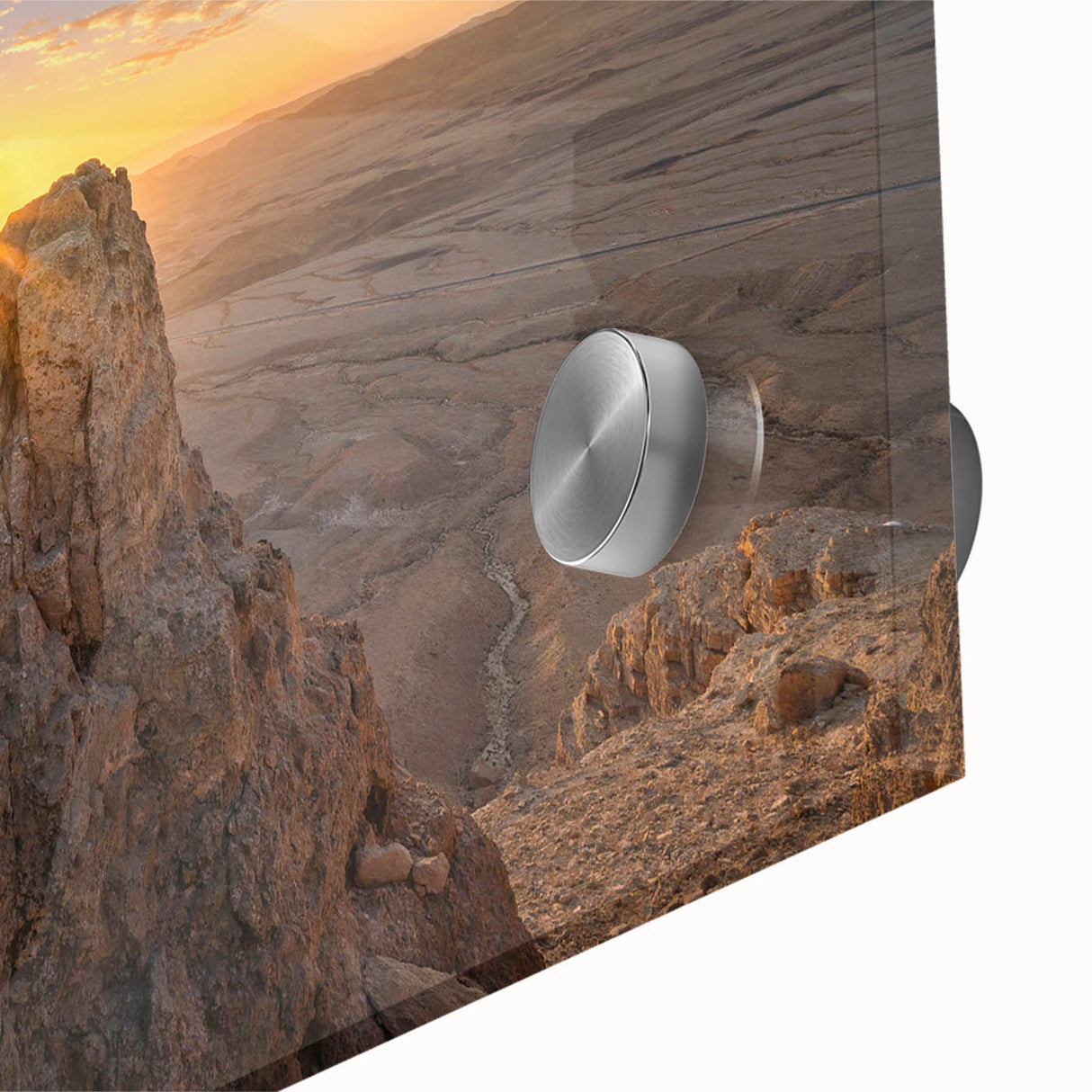 Acrylic print of an abstract Middle Eastern scenery in earthy tones, suitable for bedroom or dining room decor.