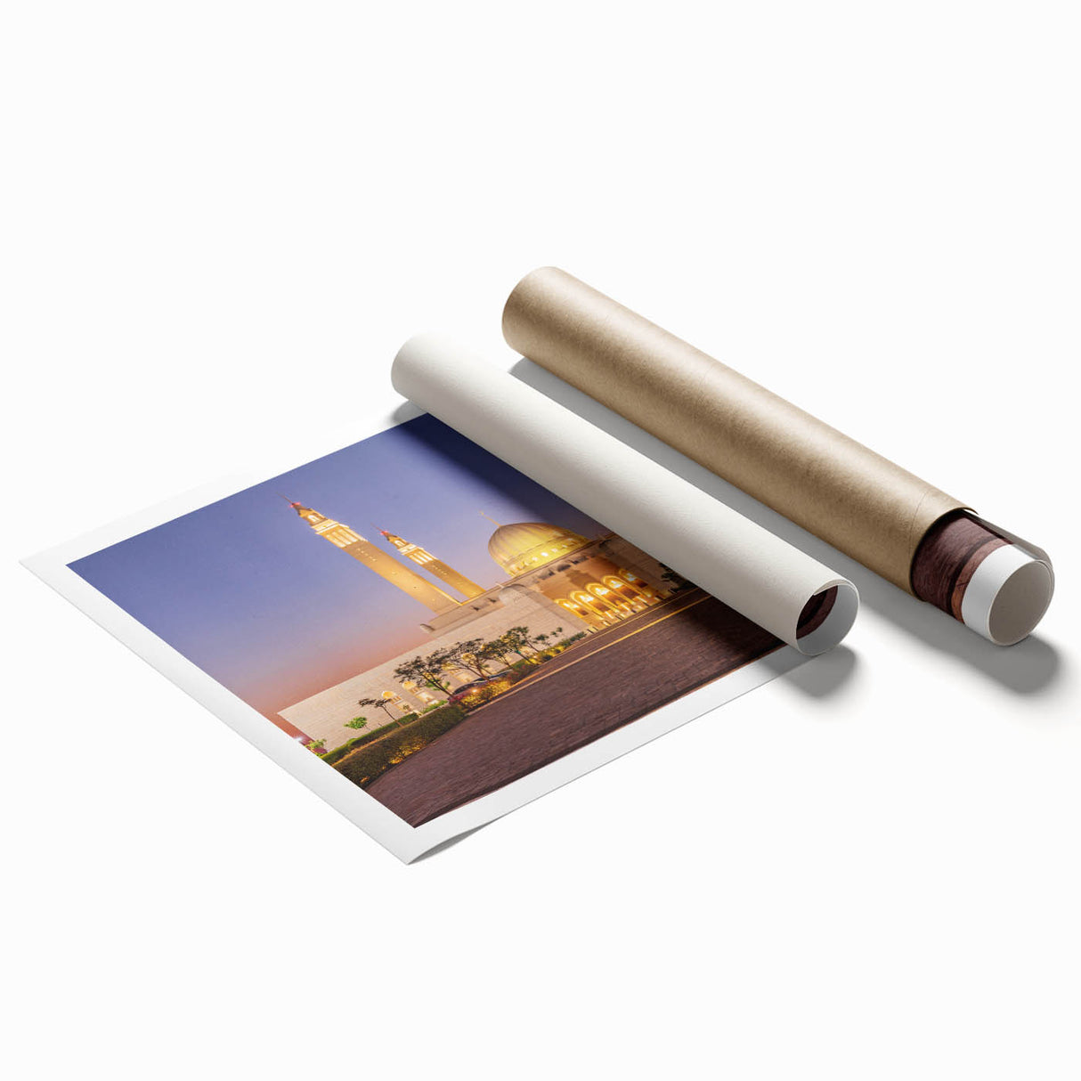 Extra large rolled print of an Omani landscape featuring muted earth tones, ideal for classy bathroom wall art.