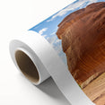 Art Deco style poster of a Middle Eastern desert scenery in muted earth tones, ideal for nursery wall art.