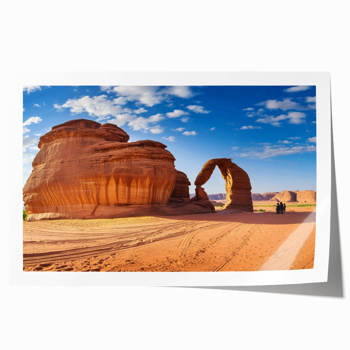 Extra large rolled print featuring a floral scene set in Saudi Arabia, using muted earth tones.