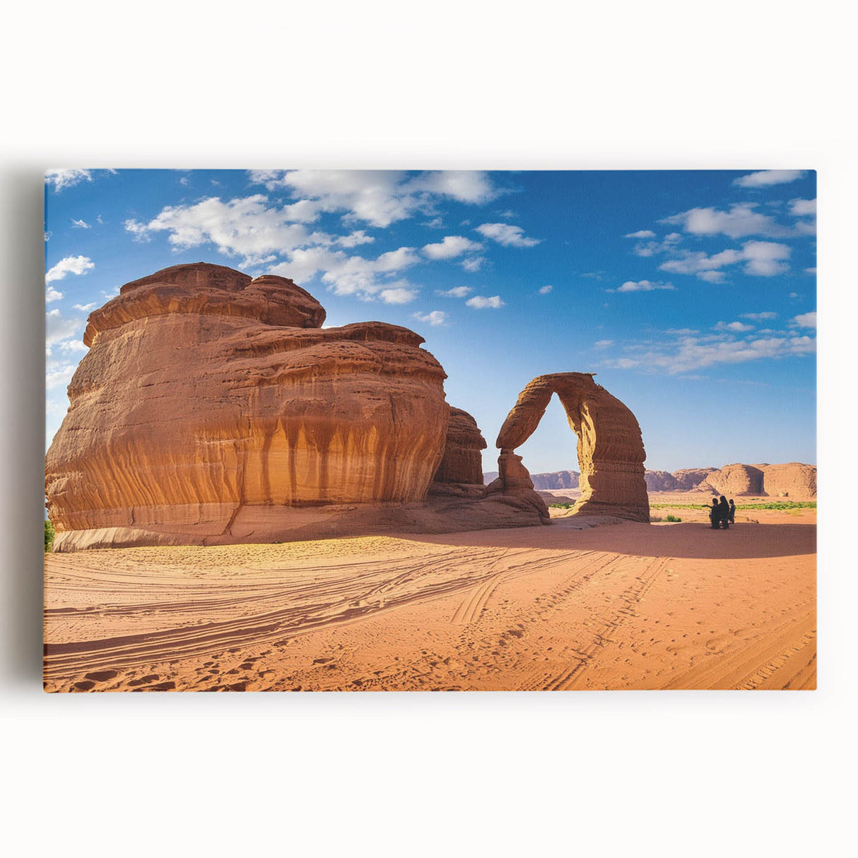Black and white photograph of the Saudi Arabian landscape on stretched canvas, suitable as large kitchen art.