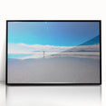 Large abstract wall art depicting a Bolivian landscape in muted earth tones on a framed acrylic.