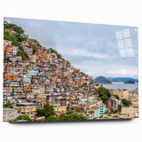 Acrylic print of abstract Brazilian landscape in vibrant earth tones, suitable for bedroom or dining room decor.