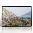 Large abstract wall art featuring a stylized Brazilian landscape in vibrant colors, framed in black acrylic.