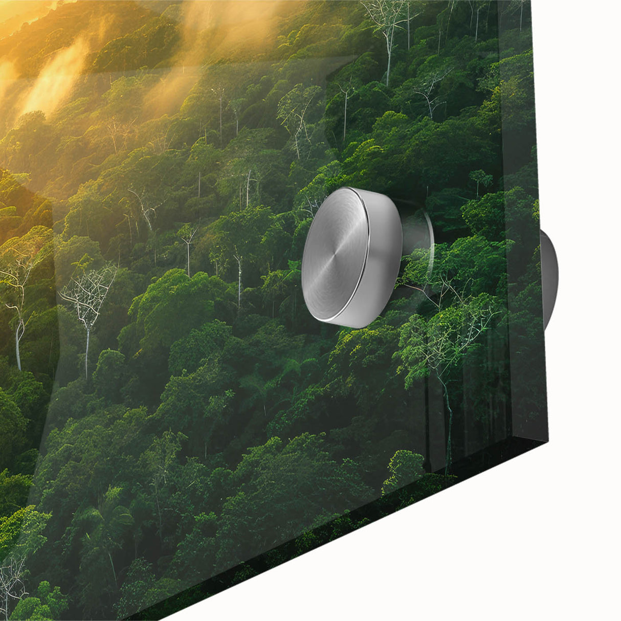 Large abstract wall art of a Colombian landscape in muted earth tones on acrylic glass, ideal for dining room ambiance.