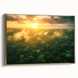 Framed canvas featuring a vintage-style landscape painting of a Colombian scenery, dominated by black and gold tones.