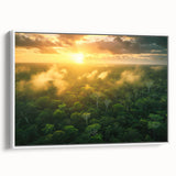 Vintage poster art of a Colombian landscape on framed canvas, featuring vibrant colorful art, ideal for living room decor.