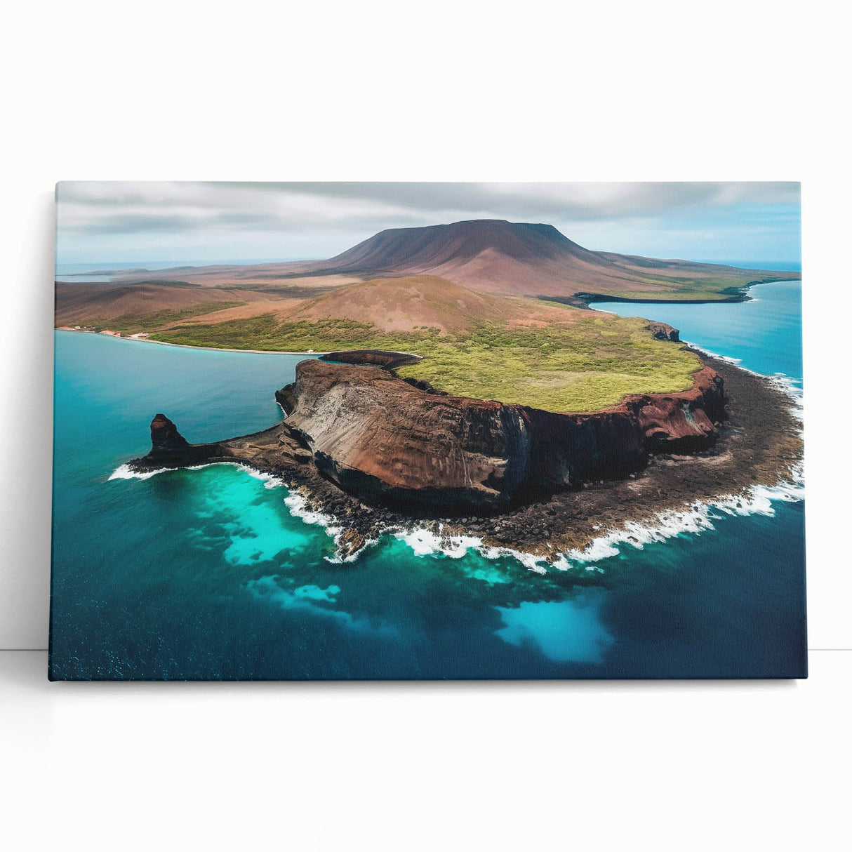 Black and white stretched canvas of Galapagos scenery, ideal for kitchen wall art or bedroom ambiance.