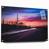 Large abstract wall art of Alabama scenery in muted earth tones on acrylic glass, ideal for dining room decor.