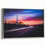 Framed canvas landscape art painting featuring a colorful Alabama scenery in vintage poster style.
