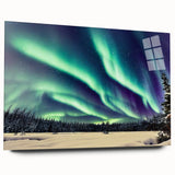 Acrylic print of a serene Alaskan landscape in muted blue and gray tones, ideal for bedroom or dining room art.