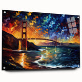 Acrylic print of San Francisco skyline in muted blue and gray tones, suitable for bedroom or dining room decor.