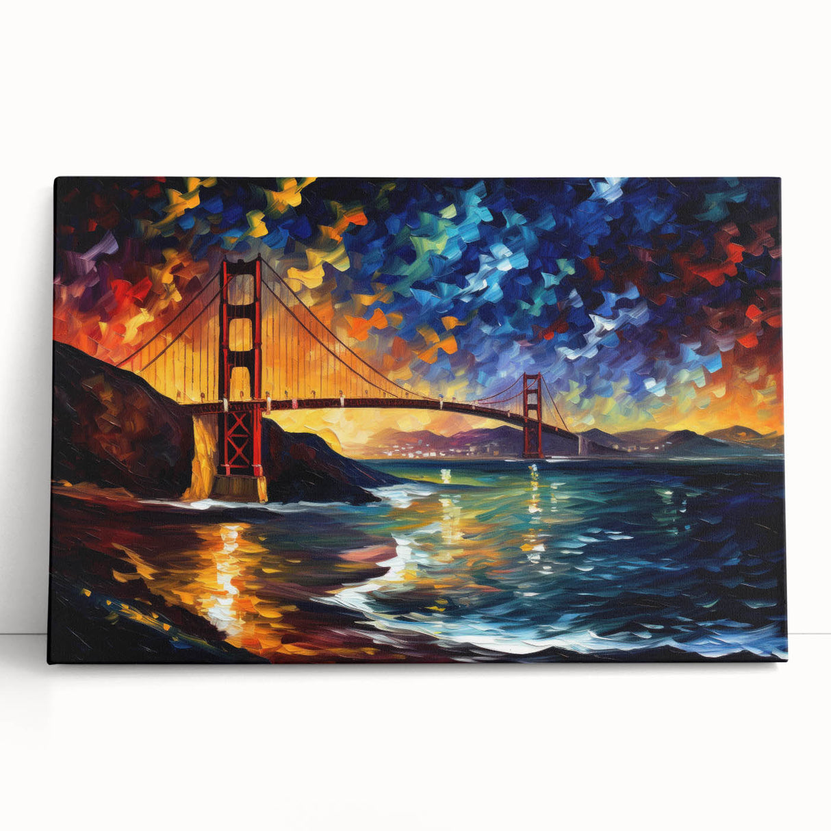 Black and white photo of San Francisco skyline on large stretched canvas, ideal for kitchen wall art.