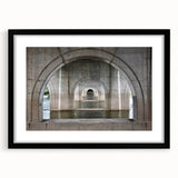 Extra large abstract art print featuring a colorful, textured Connecticut scenery, framed with a black mat.