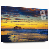 Acrylic print of a large abstract Daytona scenery in muted blue and green, suitable for bedroom or dining room decor.
