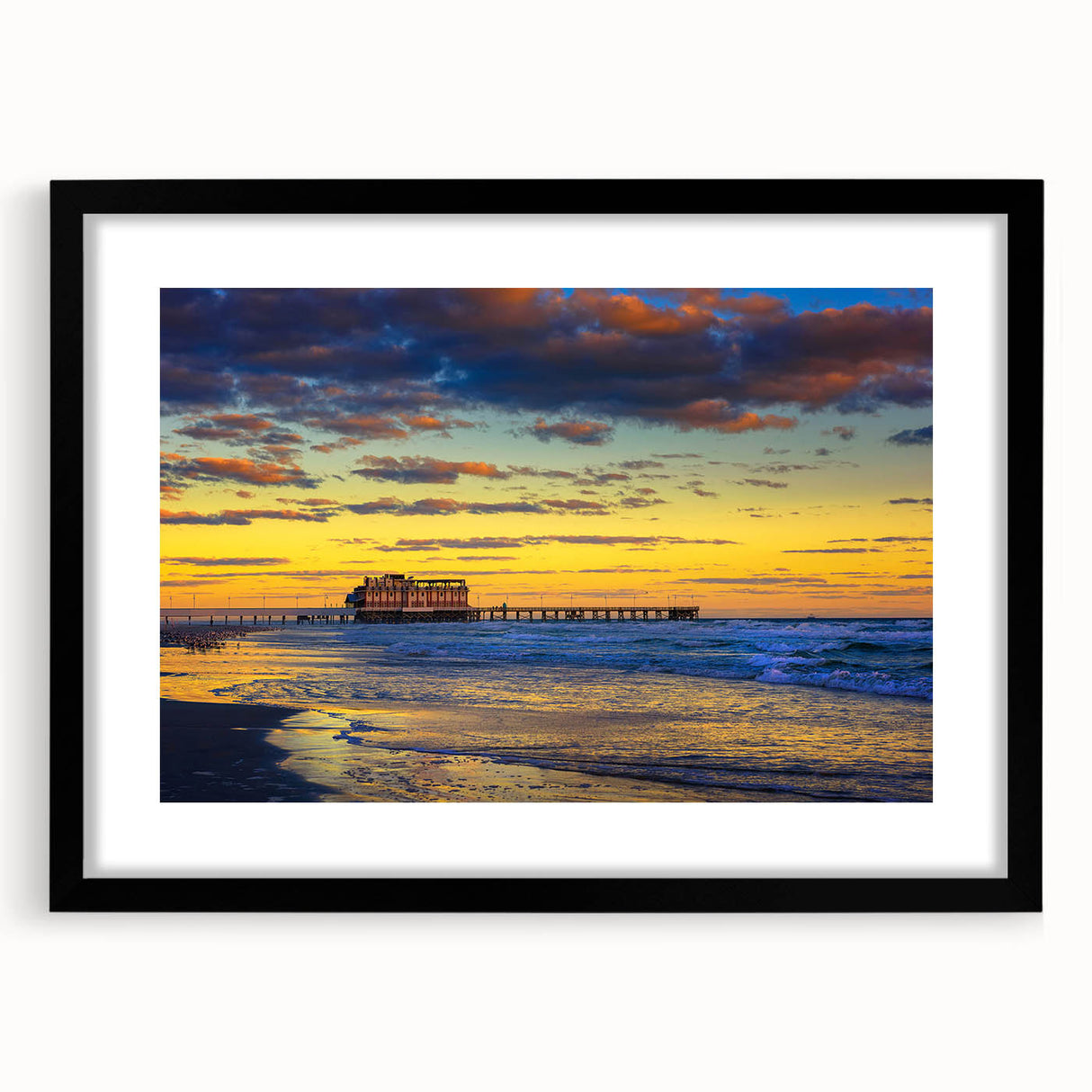 Extra large abstract art print featuring textured, colorful swirls on a black framed canvas, ideal for living room decor.