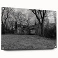 Acrylic print of a large abstract depiction of Delaware scenery, with cool blue and green tones, ideal for dining room art.