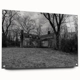 Acrylic print of a large abstract depiction of Delaware scenery, with cool blue and green tones, ideal for dining room art.