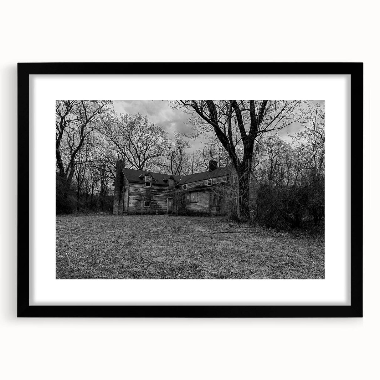 Abstract art print of a colorful, textured Delaware landscape on a large canvas, framed in black.