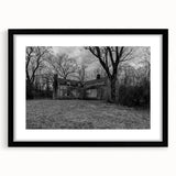 Abstract art print of a colorful, textured Delaware landscape on a large canvas, framed in black.