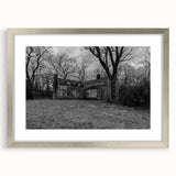 Textured abstract art print depicting a Delaware scenery in muted earth tones, framed in silver, ideal for bedroom art.