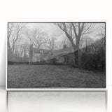 Art deco poster of Delaware scenery in muted blue and white hues, acrylic print framed.