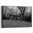 Black and white landscape art painting of Delaware on framed canvas, ideal for bedroom wall decor.